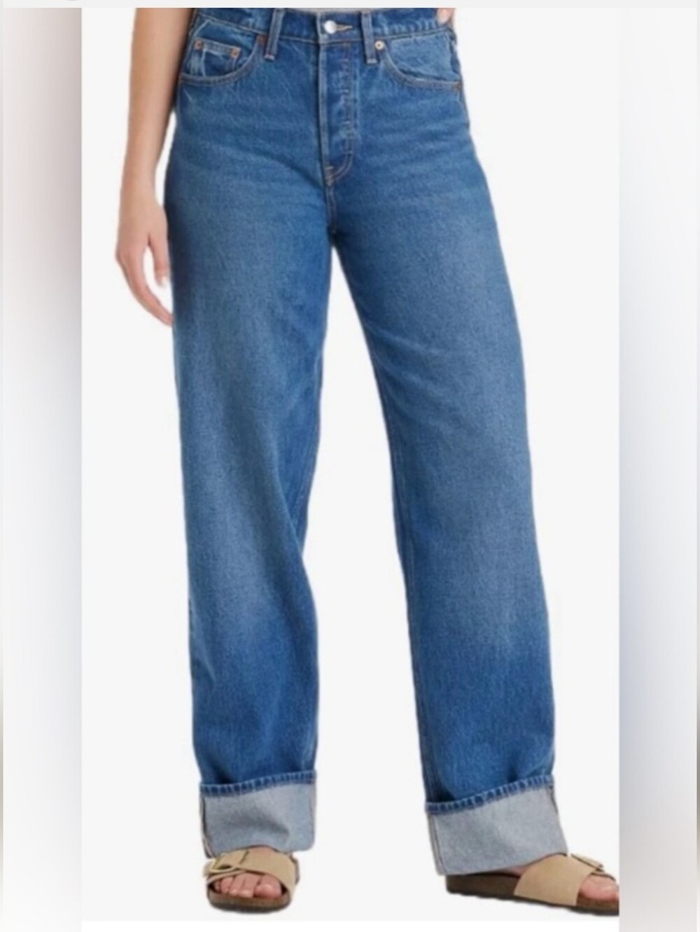 Women's Mid Rise 90s Baggy Jeans Cuffed Hem - Blue Denim - Universal Threads 17